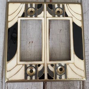 Anthropologie Black and Cream Decorative Switch Plate